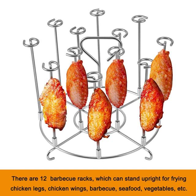 Pionowy stojak z 12 spożywczymi sztuczkami ze stali nierdzewnej do grillowania kurczaka Barbecu - Wianko - 2
