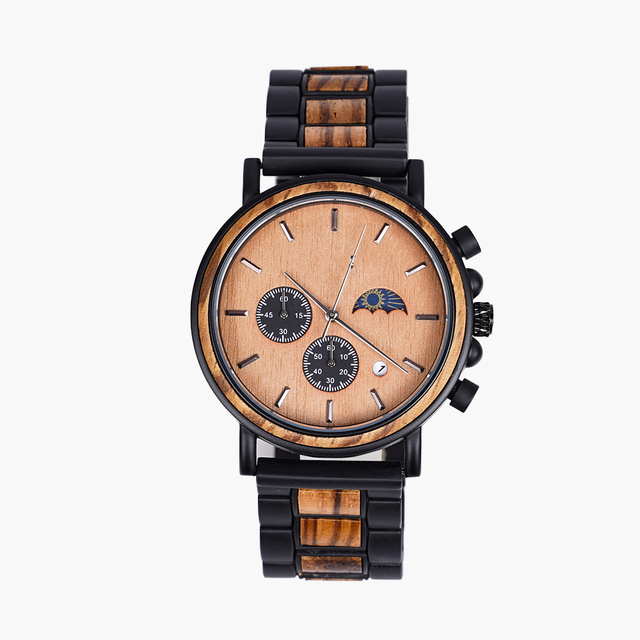 Drewniany zegarek mężczyźni 2021 Top marka - Chronograf, wodoodporny, prezent na Walentynki - Wianko - 4