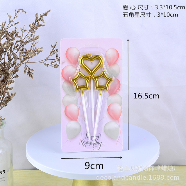 Narzędzie dekoracyjne Heart Star do ciast, zestaw 1 sztuki - romantyczna metalowa ozdoba na wierzch tortu z płomieniem świecy urodzinowej - Wianko - 1