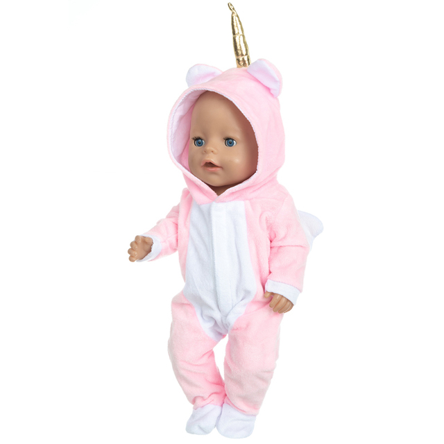 Różowy kombinezon + skarpetki dla lalki o długości 17 cali (43 cm) urodzonych dla dzieci - prezent na urodziny, festiwal - Wianko - 5