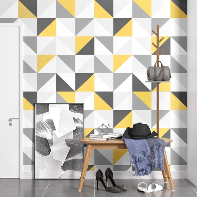 Tapeta 3D w stylu nordyckim z geometrycznym wzorem kwadratowym do salonu, sypialni i telewizora - Wianko - 5