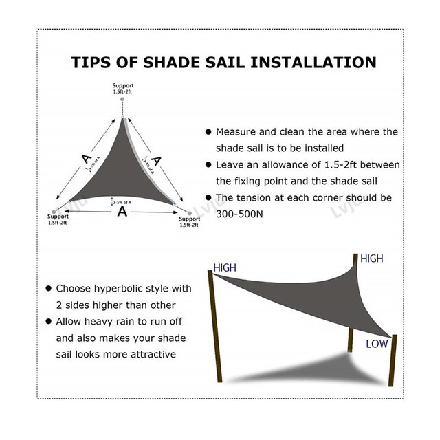 Markiza ogrodowa Lvju trójkąt 2x2x2m, wodoodporna, UV, odporna na deszcz, do ogrodu, tarasu, basenu - Wianko - 11