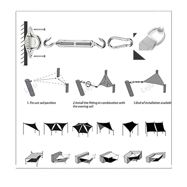 Markiza ogrodowa Lvju trójkąt 2x2x2m, wodoodporna, UV, odporna na deszcz, do ogrodu, tarasu, basenu - Wianko - 10