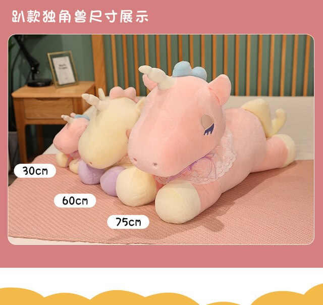 Duże leżące jednorożec Kreatywne Pluszowe Zwierzę Lalka Wygodna Poduszka Kawaii Przeznaczona Dla Dzieci na Urodziny - Wianko - 2