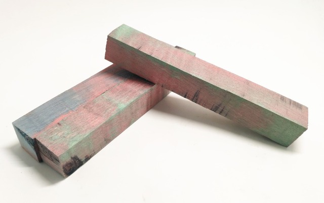 Kolorowe faliste stabilizowane drewno - rękojeść noża DIY, 19x19x150mm - Wianko - 3