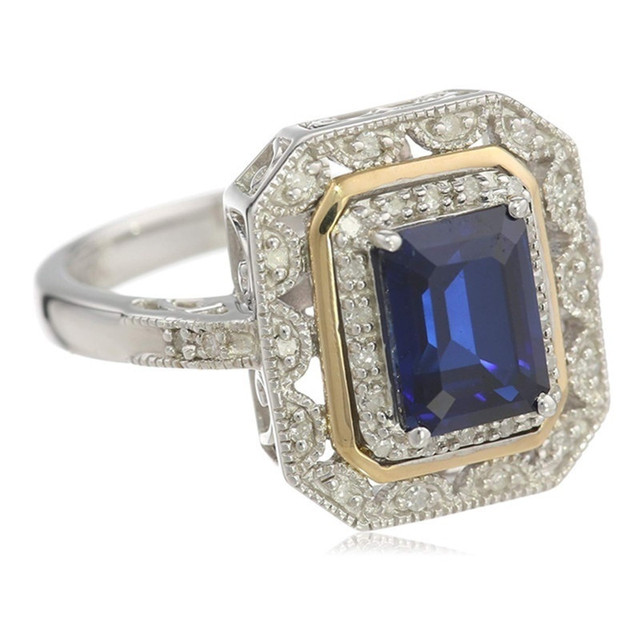 Złoty pierścionek z kryształem ślub panny młodej w stylu Art Deco - Moda damska, rozmiar 6-10 - Wianko - 3