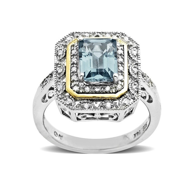 Złoty pierścionek z kryształem ślub panny młodej w stylu Art Deco - Moda damska, rozmiar 6-10 - Wianko - 4