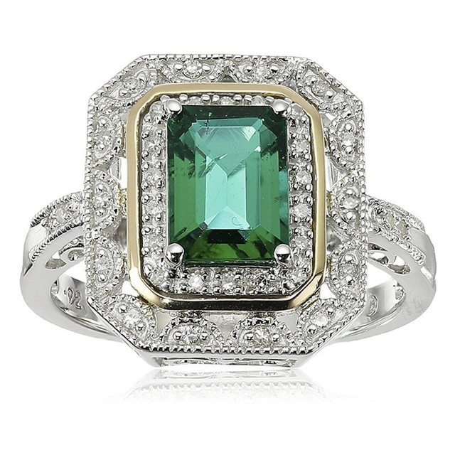 Złoty pierścionek z kryształem ślub panny młodej w stylu Art Deco - Moda damska, rozmiar 6-10 - Wianko - 1