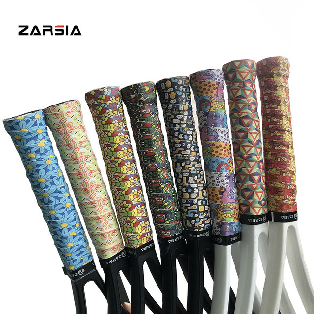 Opaski tenisowe ZARSIA 50 sztuk/partia - miękkie dwustronnie lepkie Overgrips z 3D kolorowym drukowaniem dla rakiet badmintonowych i tenisowych - Wianko - 3