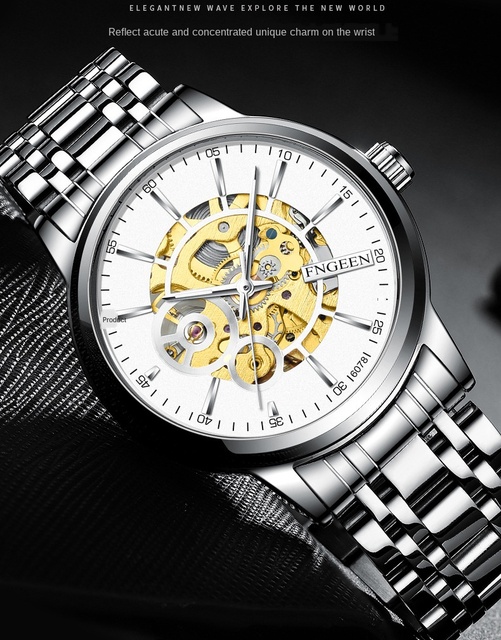 FNGEEN Sport Luminous męskie zegarki 2020, marka luksusowa, stalowa koperta, kwarcowy mechanizm, wodoodporny, duża tarcza, Relogio Masculino - Wianko - 11