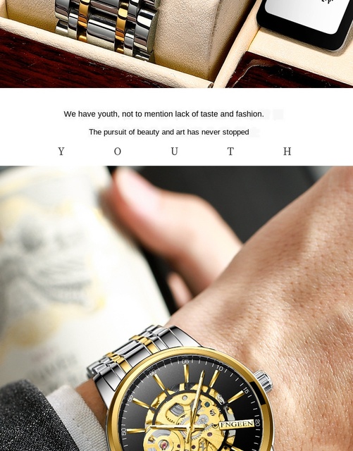 FNGEEN Sport Luminous męskie zegarki 2020, marka luksusowa, stalowa koperta, kwarcowy mechanizm, wodoodporny, duża tarcza, Relogio Masculino - Wianko - 1