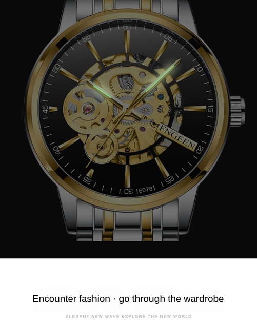 FNGEEN Sport Luminous męskie zegarki 2020, marka luksusowa, stalowa koperta, kwarcowy mechanizm, wodoodporny, duża tarcza, Relogio Masculino - Wianko - 5