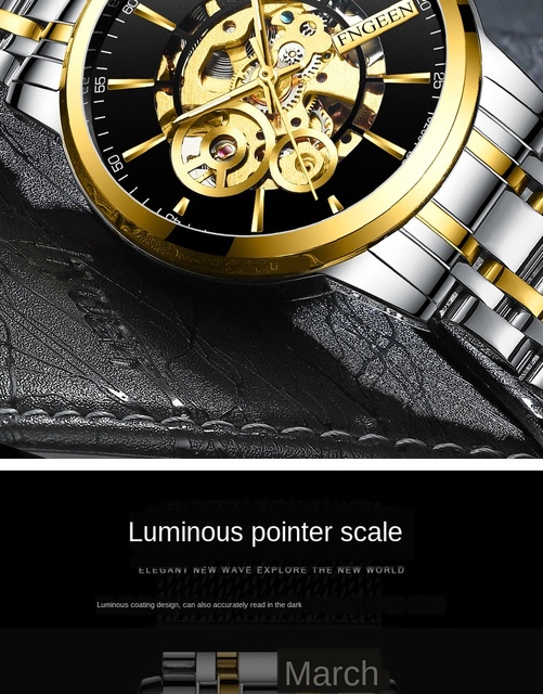 FNGEEN Sport Luminous męskie zegarki 2020, marka luksusowa, stalowa koperta, kwarcowy mechanizm, wodoodporny, duża tarcza, Relogio Masculino - Wianko - 4