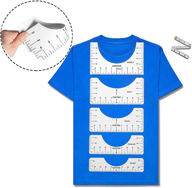 T-Shirt linijka wyrównująca dla dorosłych, młodzieżowych i maluchów - zestaw 4 sztuk z tabelą rozmiarów - Wianko - 4