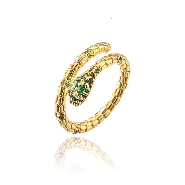 Pierścień wąż otwarta konstrukcja zielone/niebieskie/czerwone oko złoty kolor 2021 biżuteria Party Femme - Wianko - 7