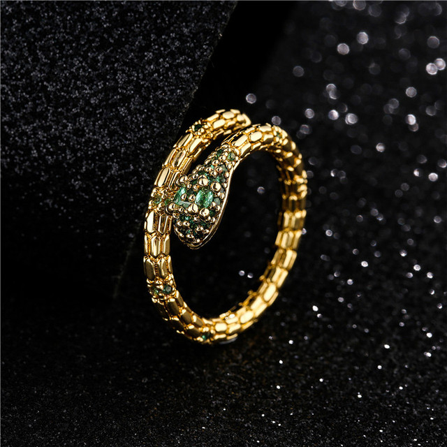 Pierścień wąż otwarta konstrukcja zielone/niebieskie/czerwone oko złoty kolor 2021 biżuteria Party Femme - Wianko - 4