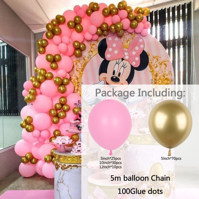 Zestaw balonów Chrome metalicznych i lateksowych w temacie Mickey Minnie na Baby Shower i dziecięcą imprezę urodzinową - 137 sztuk - Wianko - 3