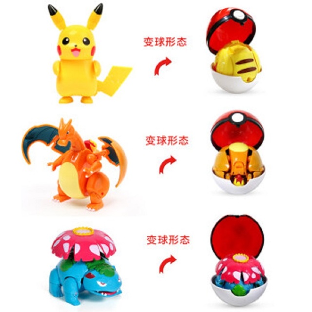 Figurka akcji Pokemon Pikachu Eevee Psyduck - zestaw zabawek z kieszonkowymi potworami Pokeball, deformacja, anime model postaci, pet lalki - prezent - Wianko - 21