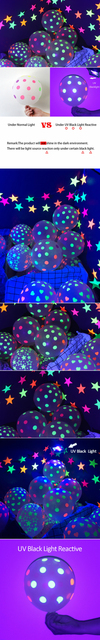 Czarny lampa światła UV Dot Neon - fluorescencyjne, reaktywne balony z zestawem girland świecących w ciemności - idealne na urodziny i wesele - Wianko - 15