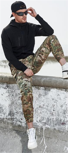 Spodnie myśliwskie taktyczne męskie w kamuflażu wojskowym CP, czarne, idealne do sportu - Wianko - 7