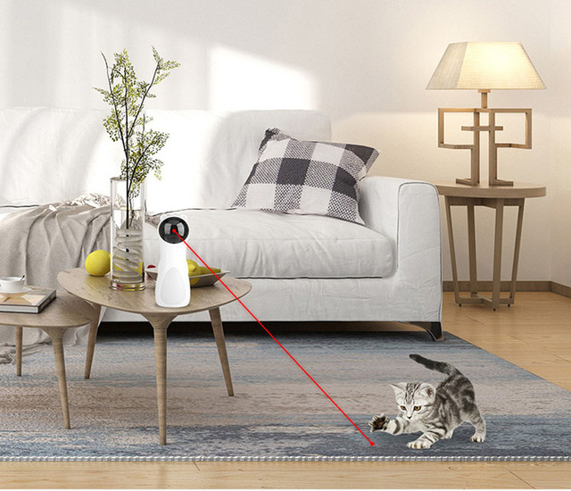 Inteligentna zabawka dla kota - Laserowa lampa LED z automatycznym obrotem i funkcją ładowania USB, szkolenie kota - Wianko - 4