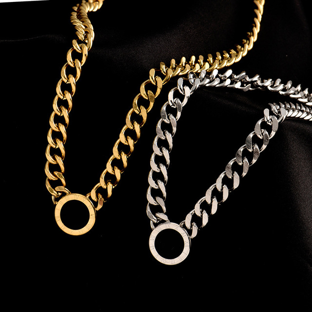 Zestaw biżuterii damskiej Meyroyu z nierdzewnej stali: punkowe cyfry rzymskie, moda 2021, bransoletka, naszyjnik, kolczyki, pierścionek - Wianko - 2