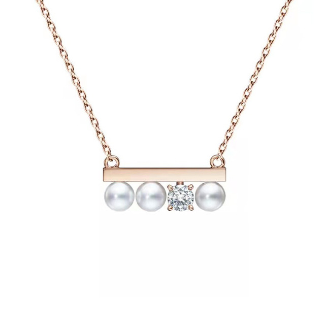 Nowoczesny naszyjnik z wisiorkiem Balance Beam dla kobiet z imitacją kamienia CZ w kształcie perły - elegancka biżuteria na imprezę i wyjątkowy prezent - Wianko - 5
