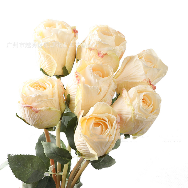 Róża jedwabna - 7 sztuk, bukiet sztucznych kwiatów do dekoracji na przyjęcia, ogrodowe akcesoria świąteczne i walentynkowe - Wianko - 7