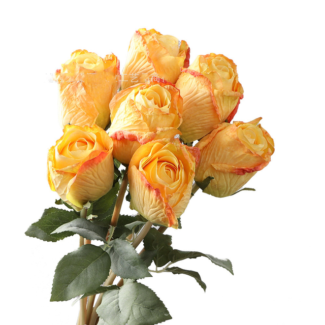 Róża jedwabna - 7 sztuk, bukiet sztucznych kwiatów do dekoracji na przyjęcia, ogrodowe akcesoria świąteczne i walentynkowe - Wianko - 6