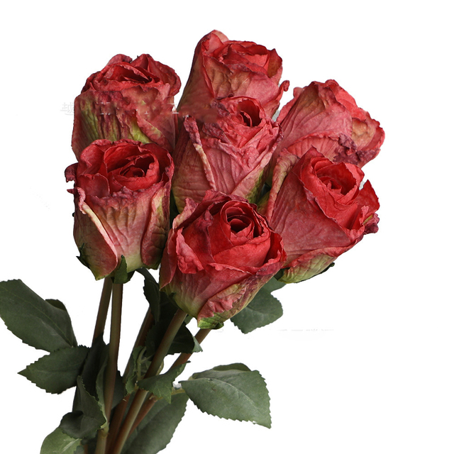 Róża jedwabna - 7 sztuk, bukiet sztucznych kwiatów do dekoracji na przyjęcia, ogrodowe akcesoria świąteczne i walentynkowe - Wianko - 9