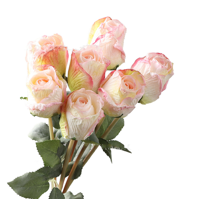 Róża jedwabna - 7 sztuk, bukiet sztucznych kwiatów do dekoracji na przyjęcia, ogrodowe akcesoria świąteczne i walentynkowe - Wianko - 11