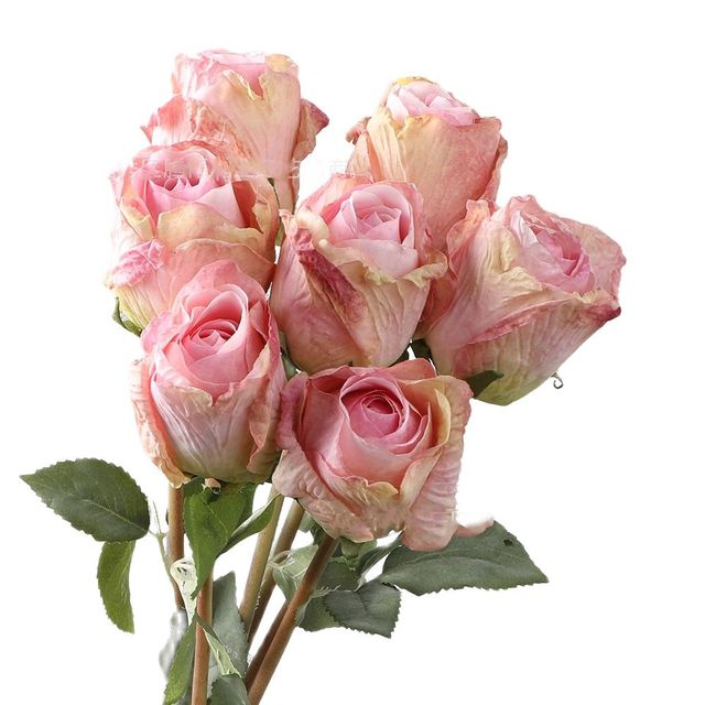 Róża jedwabna - 7 sztuk, bukiet sztucznych kwiatów do dekoracji na przyjęcia, ogrodowe akcesoria świąteczne i walentynkowe - Wianko - 10