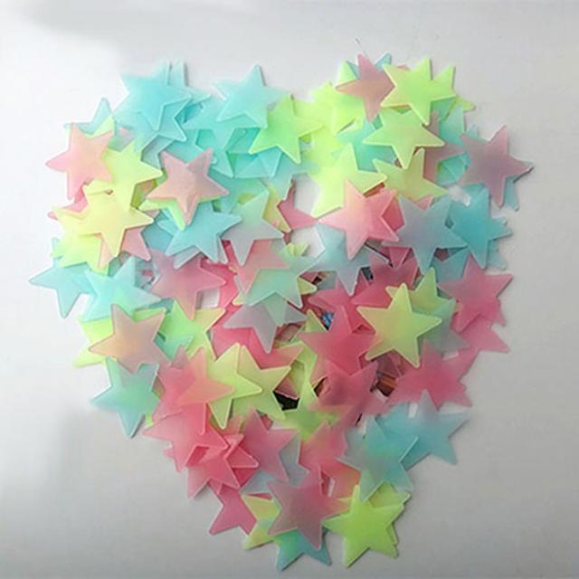 Naklejki ścienne 3D z sufitowymi gwiazdami, w ciemności świecące, 100/40 szt., śliczna dekoracja do domu - Wianko - 7