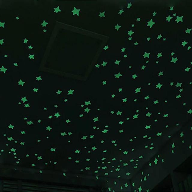 Naklejki ścienne 3D z sufitowymi gwiazdami, w ciemności świecące, 100/40 szt., śliczna dekoracja do domu - Wianko - 4