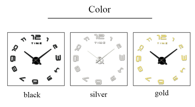 Duży zegar ścienny dekoracyjny do salonu i sypialni - samoprzylepny, elektroniczny, lustrzany, kreatywna dekoracja domu - Wianko - 15