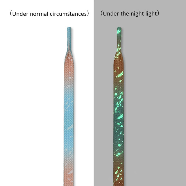 Kolorowe świecące sznurowadła fluorescencyjne Shoelace do trampków - 1 para, laserowe cekiny, długość 120/140cm - Wianko - 1