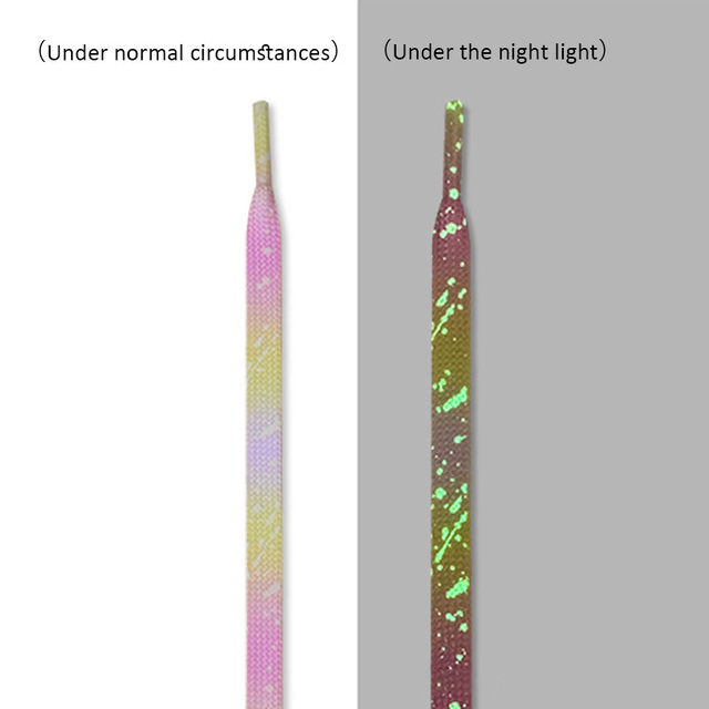 Kolorowe świecące sznurowadła fluorescencyjne Shoelace do trampków - 1 para, laserowe cekiny, długość 120/140cm - Wianko - 3