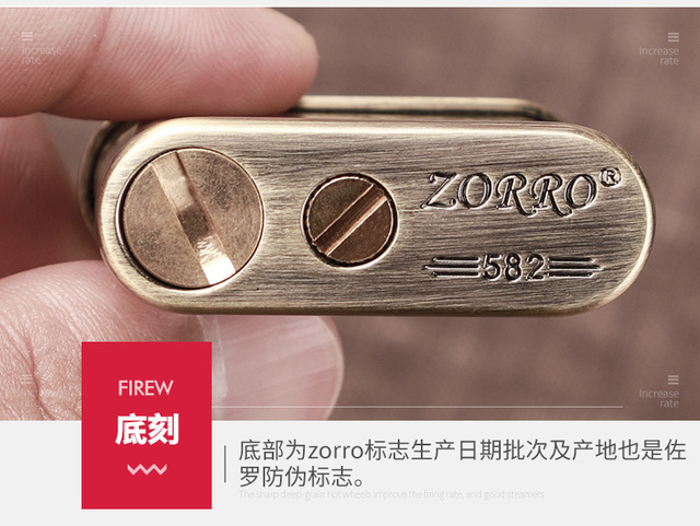 Zapalniczka Zorro na naftę - miedź/mosiądz, jednoprzyciskowa, prezent dla mężczyzny - Wianko - 13