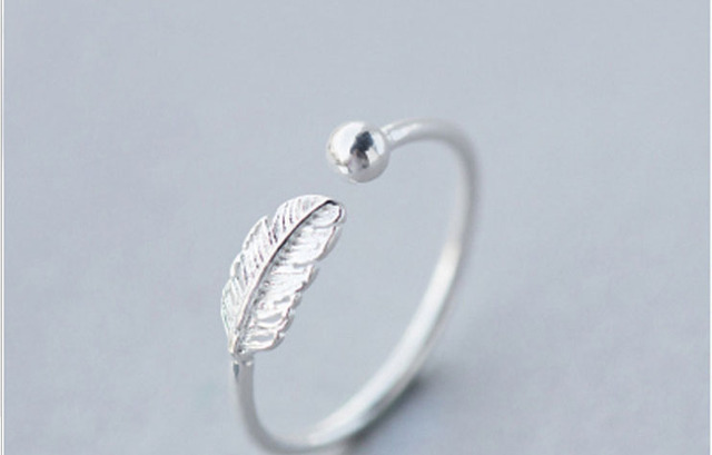 Pierścień z piórami XIYANIKE 925 Sterling Silver - nowa moda, prosty design, idealny prezent na walentynki dla kobiet - Wianko - 1