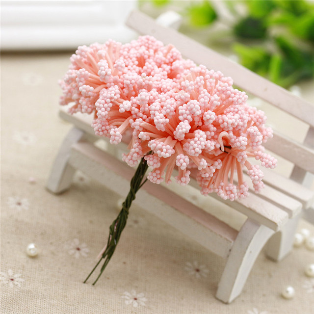 Mini pręcik 3 cm - 12 szt./pęczek - ręcznie robione sztuczne kwiaty ślubne i dekoracyjne DIY - Wianko - 12