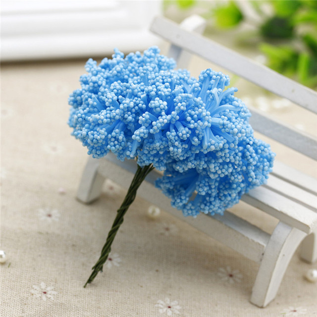 Mini pręcik 3 cm - 12 szt./pęczek - ręcznie robione sztuczne kwiaty ślubne i dekoracyjne DIY - Wianko - 15