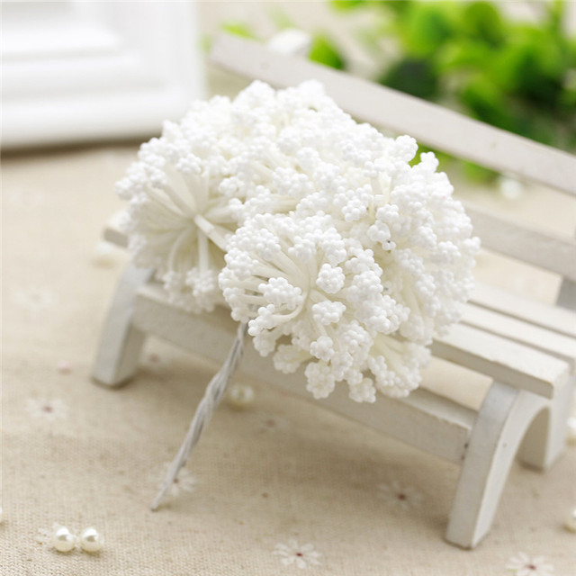 Mini pręcik 3 cm - 12 szt./pęczek - ręcznie robione sztuczne kwiaty ślubne i dekoracyjne DIY - Wianko - 9