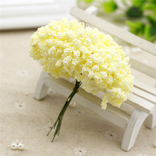 Mini pręcik 3 cm - 12 szt./pęczek - ręcznie robione sztuczne kwiaty ślubne i dekoracyjne DIY - Wianko - 6