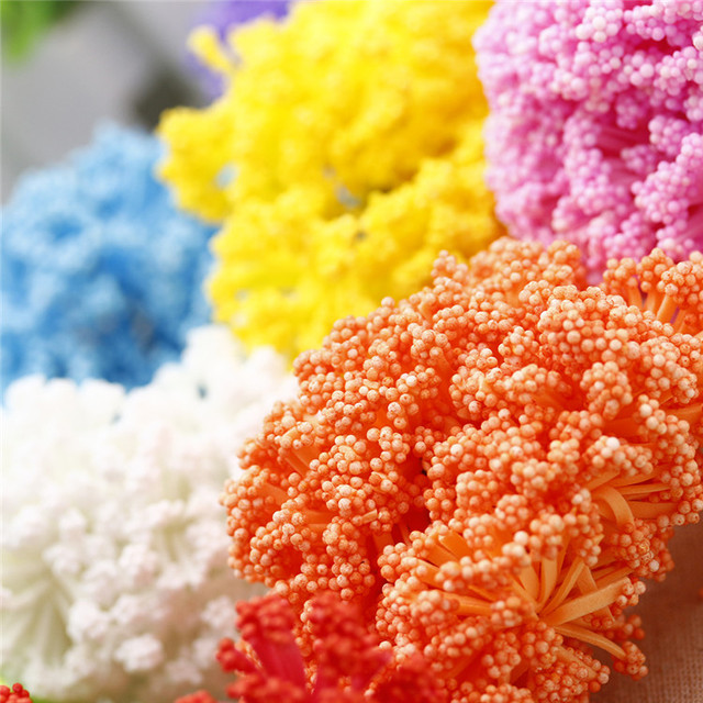 Mini pręcik 3 cm - 12 szt./pęczek - ręcznie robione sztuczne kwiaty ślubne i dekoracyjne DIY - Wianko - 4