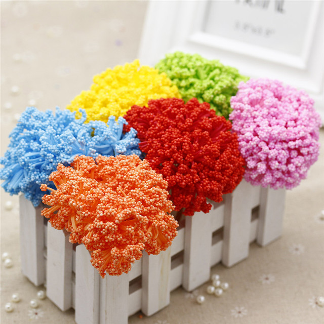 Mini pręcik 3 cm - 12 szt./pęczek - ręcznie robione sztuczne kwiaty ślubne i dekoracyjne DIY - Wianko - 3