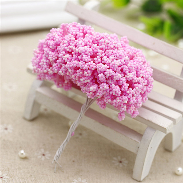 Mini pręcik 3 cm - 12 szt./pęczek - ręcznie robione sztuczne kwiaty ślubne i dekoracyjne DIY - Wianko - 7