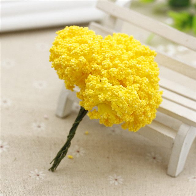 Mini pręcik 3 cm - 12 szt./pęczek - ręcznie robione sztuczne kwiaty ślubne i dekoracyjne DIY - Wianko - 8