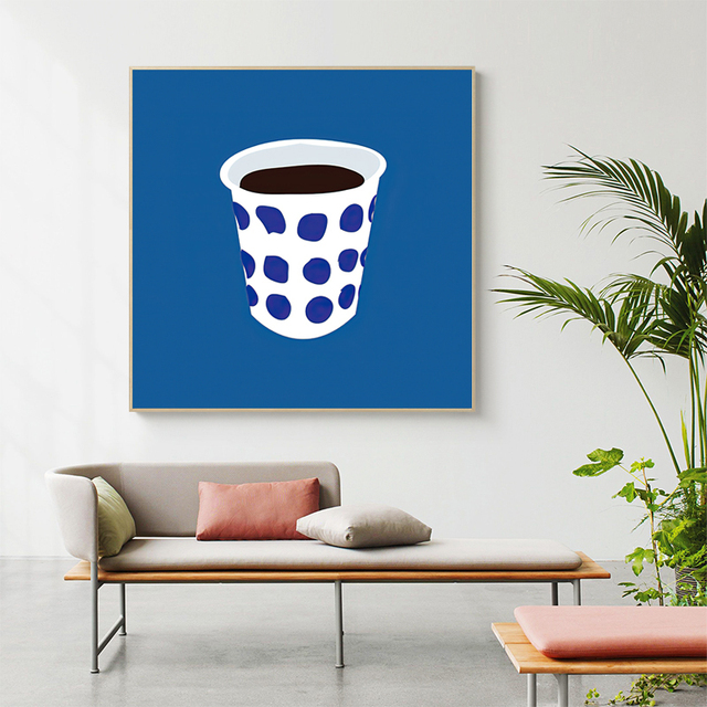 Nowoczesny obraz ściany na płótnie Nordic Coffee - niebieski i biały - Wianko - 6
