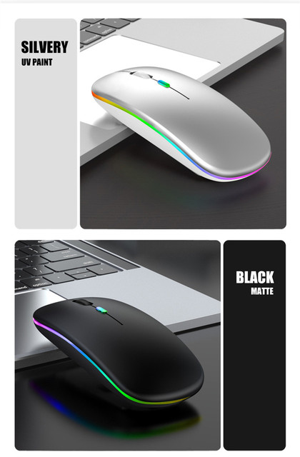 Mysz bezprzewodowa akumulator RGB Bluetooth 2.4G cicha mysz do laptopa do gier Gamer ładowalna mysz do komputera podświetlany diodami LED myszyMysz bezprzewodowa do gier z podświetlanymi diodami LED, akumulatorem i łącznością Bluetooth - Wianko - 10
