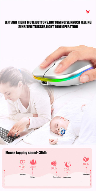 Mysz bezprzewodowa akumulator RGB Bluetooth 2.4G cicha mysz do laptopa do gier Gamer ładowalna mysz do komputera podświetlany diodami LED myszyMysz bezprzewodowa do gier z podświetlanymi diodami LED, akumulatorem i łącznością Bluetooth - Wianko - 7